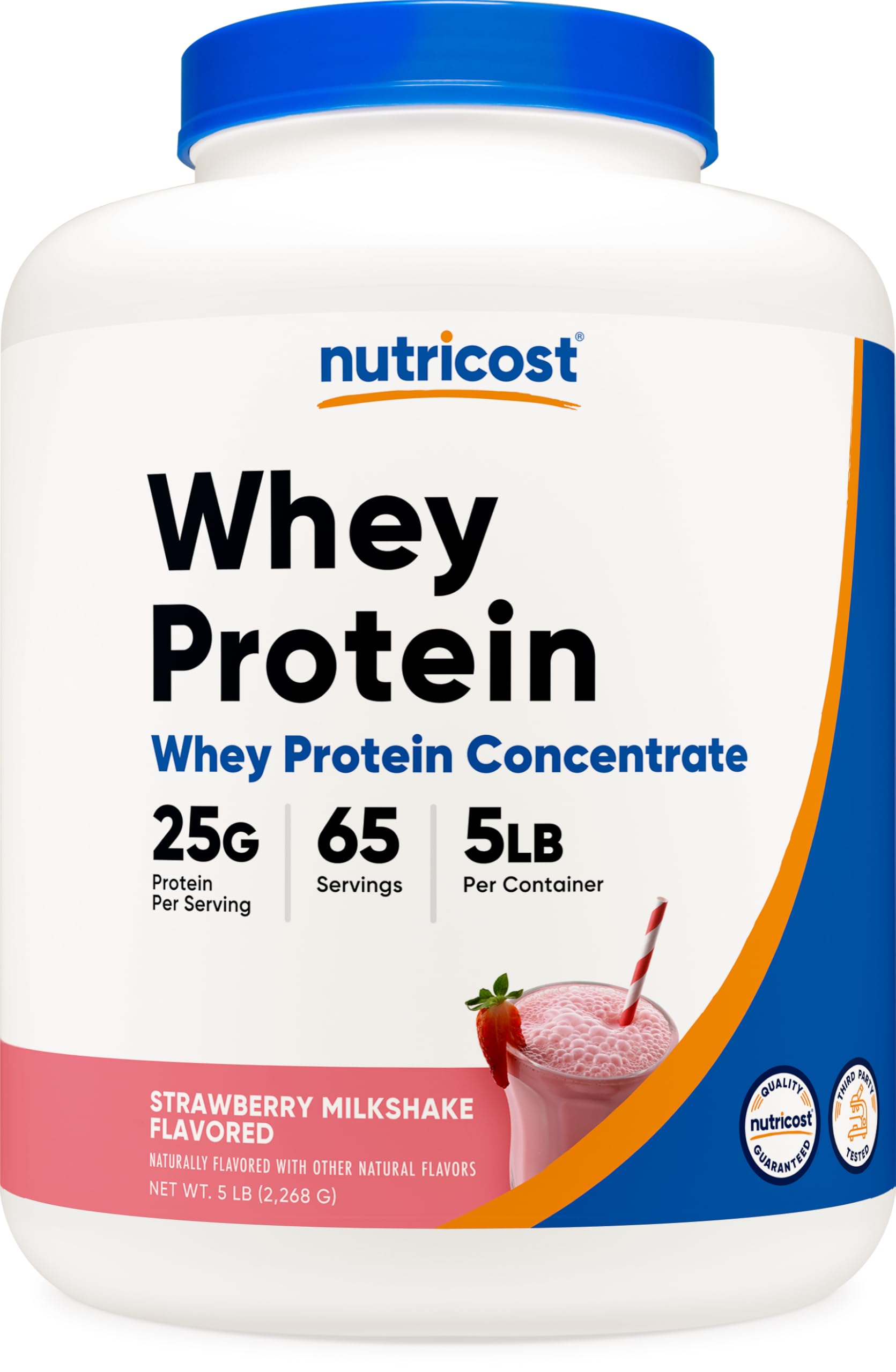 Nutricost Whey Protein Concentrate Strawberry Milkshake 5LBS for Bodybuilders and Fitness Enthusiasts Post-Workout Reco