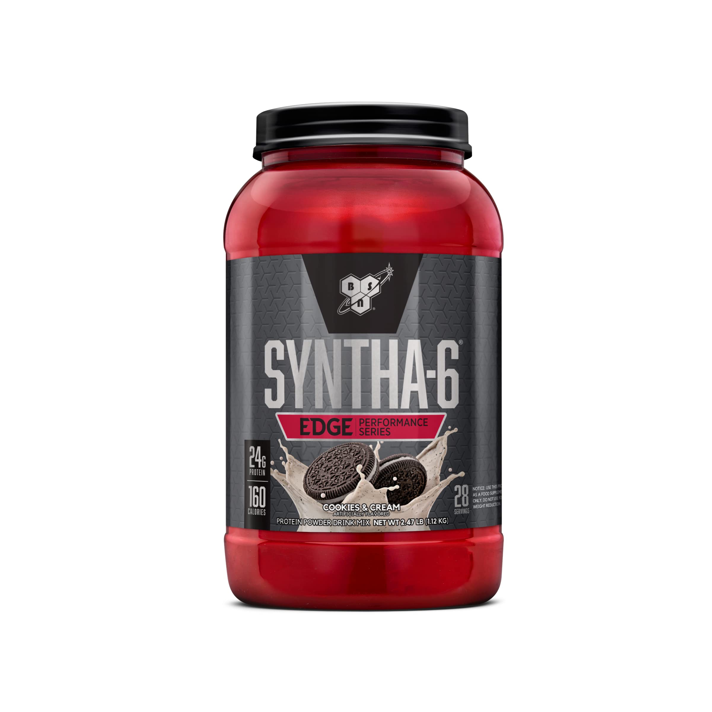 BSN SYNTHA-6 Edge Protein Powder - Hydrolyzed Whey, Micellar Casein, Milk Protein Isolate, Low Sugar, 24g Protein, Cooki