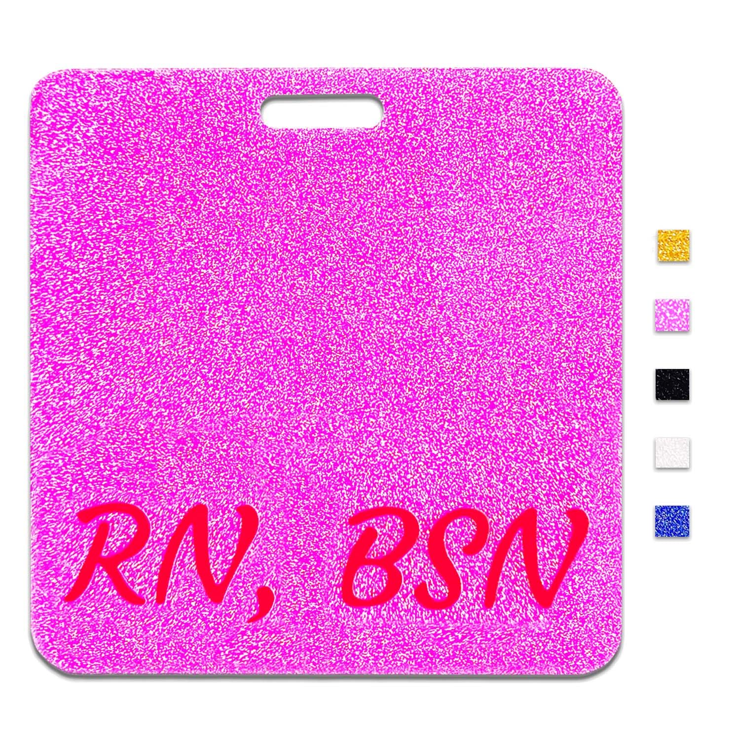 RN BSN Badge Buddy Horizontal Glitter Pink - Nursing StudentsGifts, Medical ID Name Card, Office Accessories