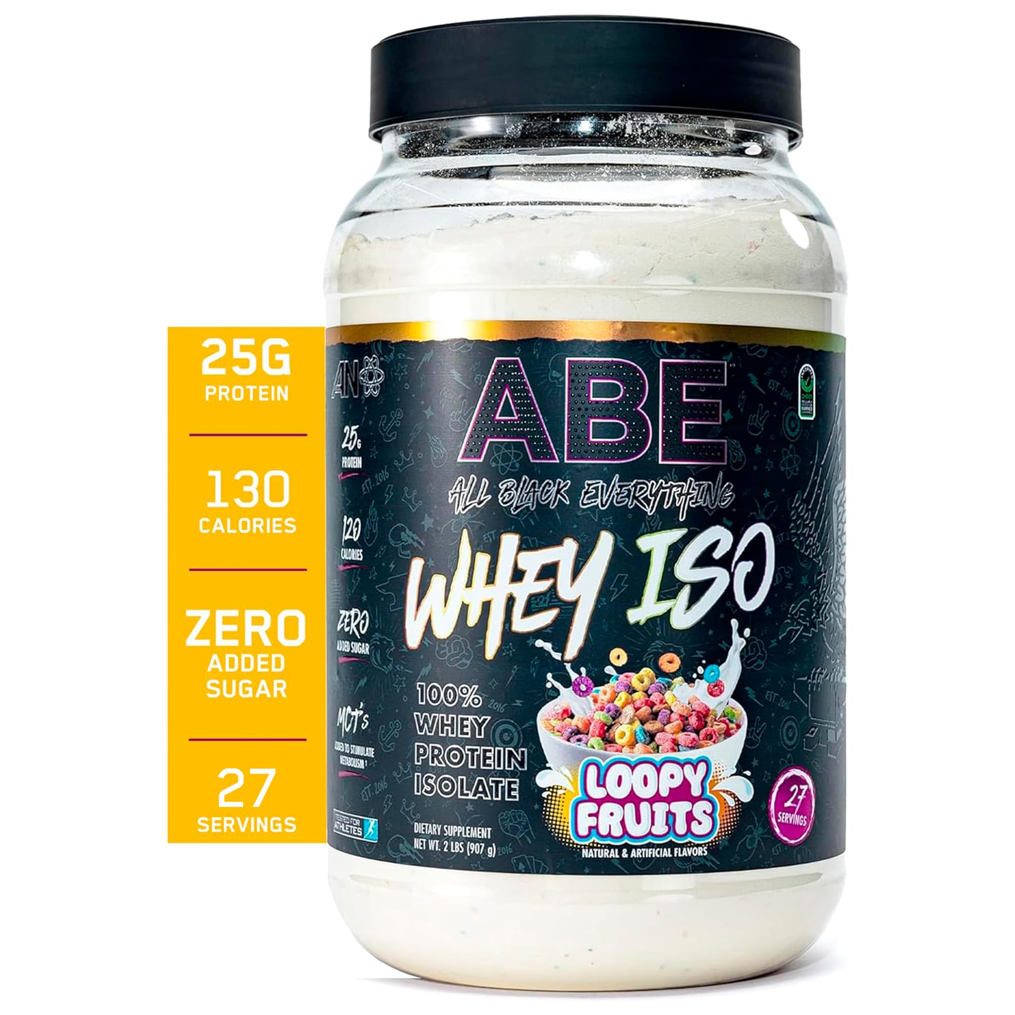 All Black Everything Fruity Cereal Milk 25g Whey Protein Powder - 27 Servings, Low Carbs & Low Sugar Whey Protein Isola